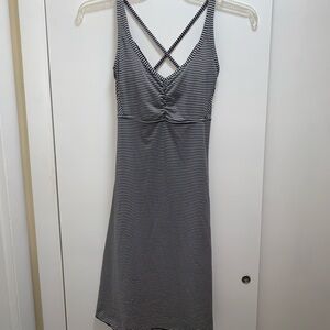 PrAna Dress High Neck Sleeveless Bulit-in Bra Gray Stripes Size M